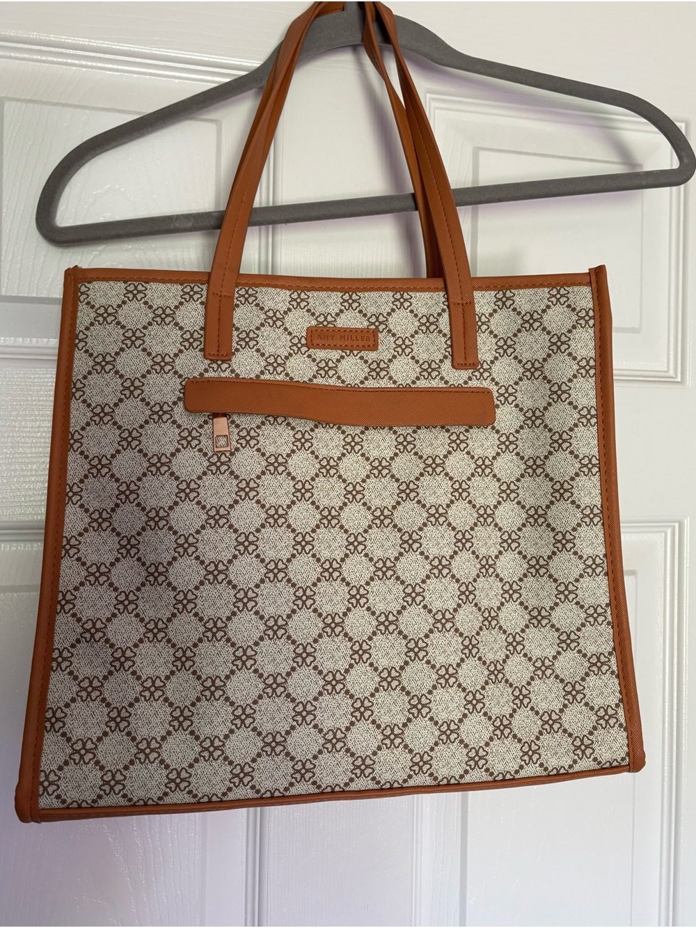 Patterned Tote with Tan Trim - Everyday Shoulder Bag